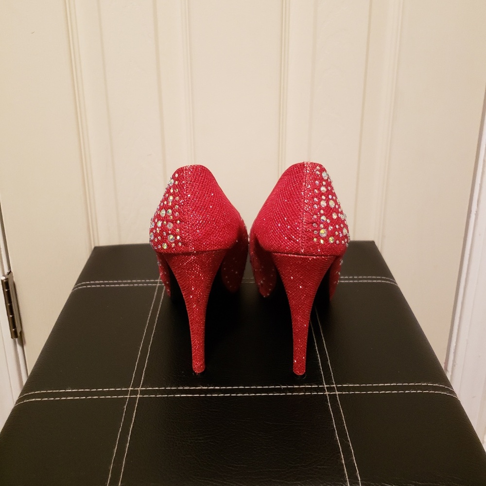 Delicacy Sparkling Red Platform Heels - Picture 2 of 6